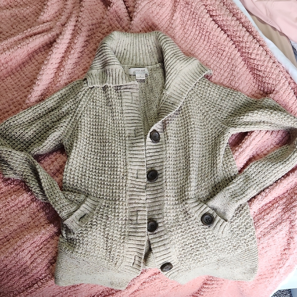 Natural Reflections Textured Beige Cardigan